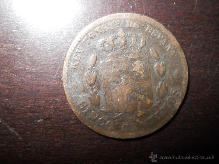 Monedas de Espa&ntilde;a: MONEDA DE 5 CENTIMOS DE ALFONSO XII A&Ntilde;O 1878 - Foto 2