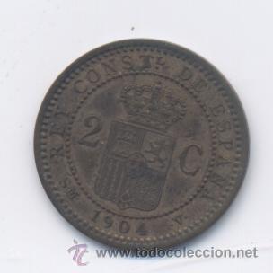 Monedas de Espa&ntilde;a: ALFONSO XIII- 2 CENTIMOS-1904*04 SMV-EBC - Foto 2