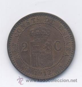 Monedas de Espa&ntilde;a: ALFONSO XIII- 2 CENTIMOS-1912*12 PCV-EBC - Foto 2