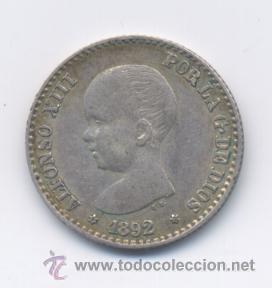 Monedas de Espa&ntilde;a: ALFONSO XIII- 50 CENTIMOS- 1892*9-2 PGM-EBC- - Foto 1