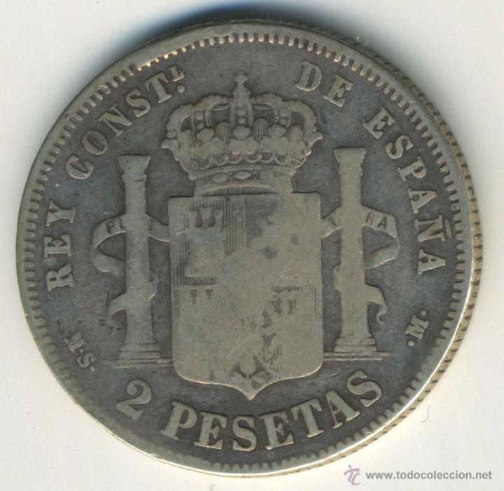 Monedas de Espa&ntilde;a: 2 pesetas Alfonso XII. 1882. Plata - Foto 2
