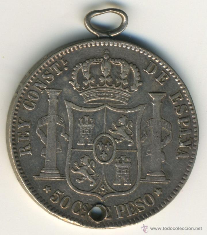 Monedas de Espa&ntilde;a: 50 centavos de peso. Alfonso XII. plata - Foto 2