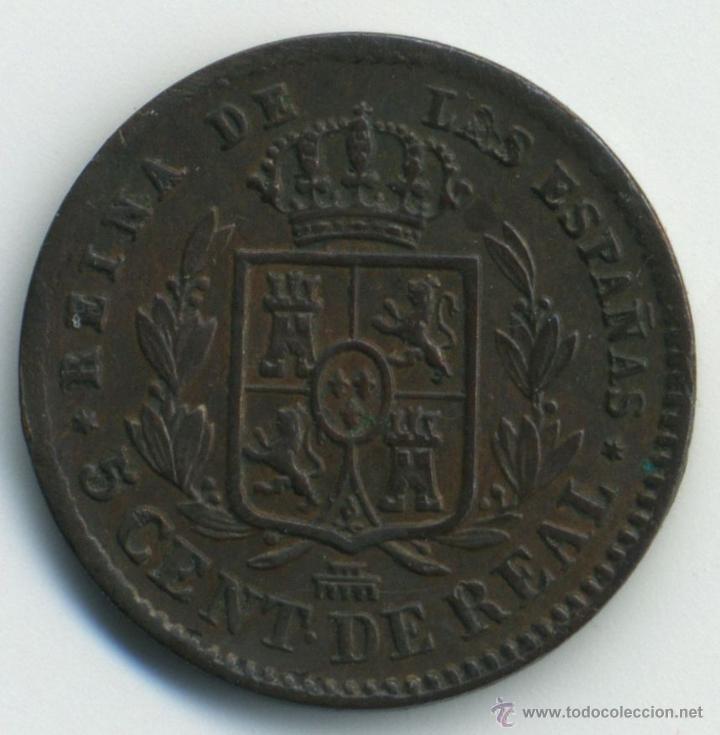 Monedas de Espa&ntilde;a: 5 c&eacute;ntimos de real. Isabel II. 1859. MBC - Foto 2