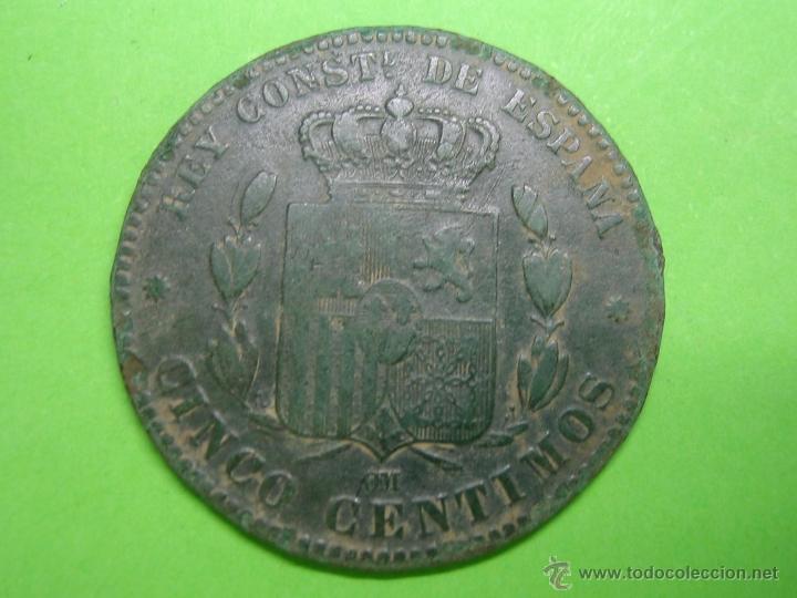 Monedas de Espa&ntilde;a: Moneda de 5 CENTIMOS de ALFONSO XII - Foto 2