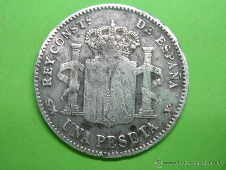 Monedas de Espa&ntilde;a: Moneda de 1 peseta de ALFONSO XIII - Foto 2