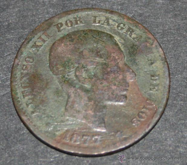 Monedas de Espa&ntilde;a: MONEDA DE 5 CENTIMOS - ALFONSO XII 1877 - 2M - Foto 1