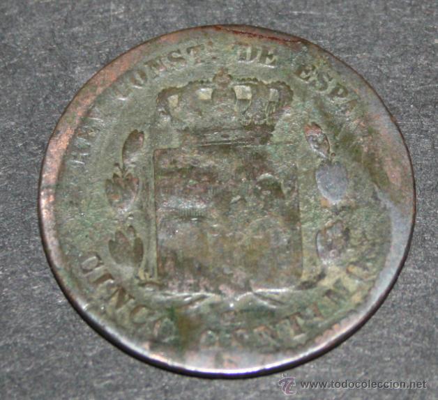 Monedas de Espa&ntilde;a: MONEDA DE 5 CENTIMOS - ALFONSO XII 1877 - 2M - Foto 2