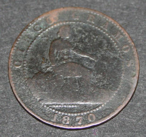 Monedas de Espa&ntilde;a: MONEDA DE 5 CENTIMOS - GOVIERNO PROVISIONAL - Foto 1
