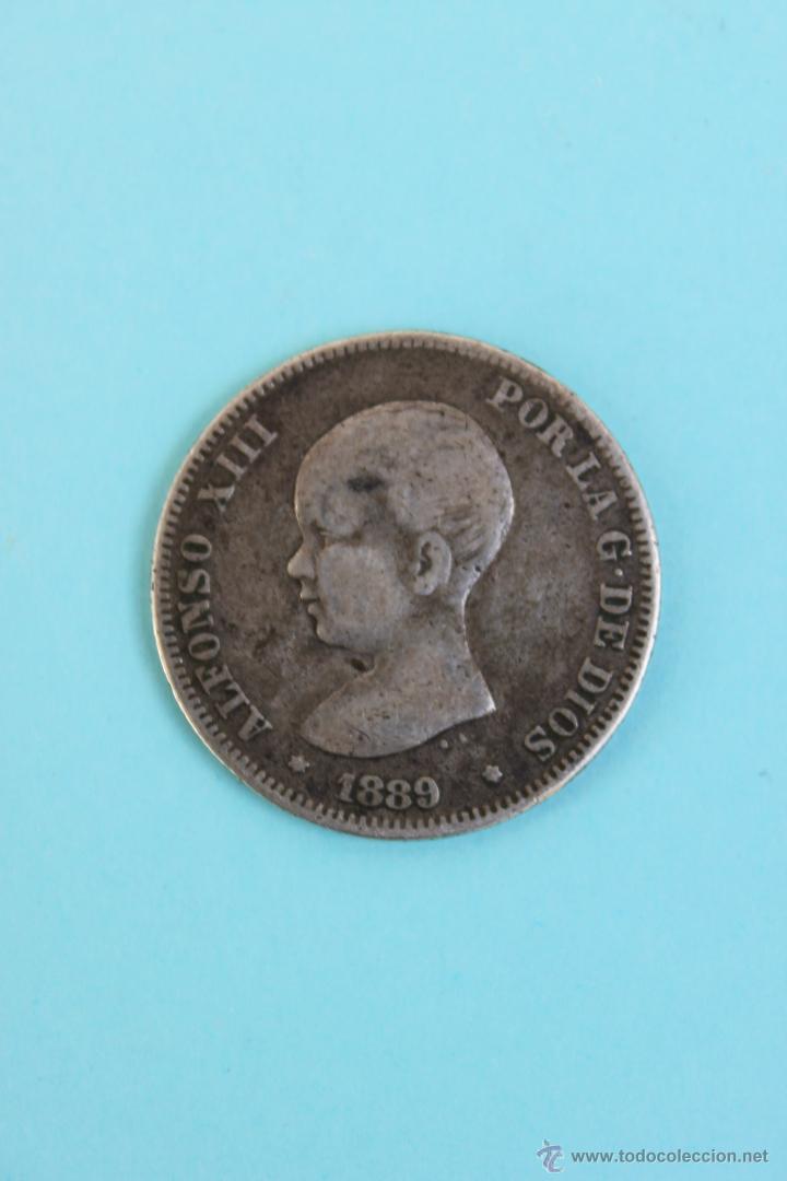 Monedas de Espa&ntilde;a: MONEDA 2 PESETAS ALFONSO XIII 1889 - Foto 3