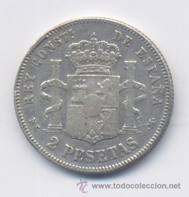 Monedas de Espa&ntilde;a: ALFONSO XII- 2 PESETAS-1883 - Foto 2