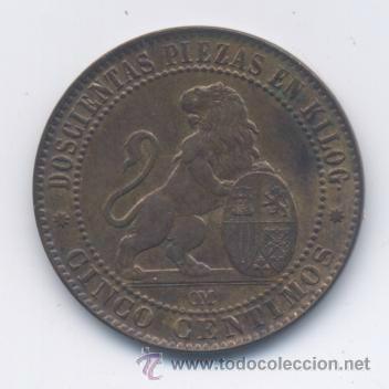 Monedas de Espa&ntilde;a: GOBIERNO PROVISIONAL- 5 CENTIMOS- 1870-SC - Foto 2
