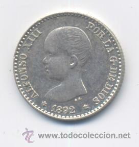 Monedas de Espa&ntilde;a: ALFONSO XIII- 50 CENTIMOS- 1892*9-2 PGM-EBC+ - Foto 1
