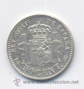 Monedas de Espa&ntilde;a: ALFONSO XIII- 50 CENTIMOS- 1892*9-2 PGM-EBC+ - Foto 2