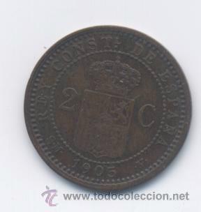Monedas de Espa&ntilde;a: ALFONSO XIII- 2 CENTIMOS- 1905*05-SMV- EBC - Foto 1