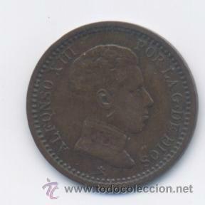Monedas de Espa&ntilde;a: ALFONSO XIII- 2 CENTIMOS- 1905*05-SMV- EBC - Foto 2