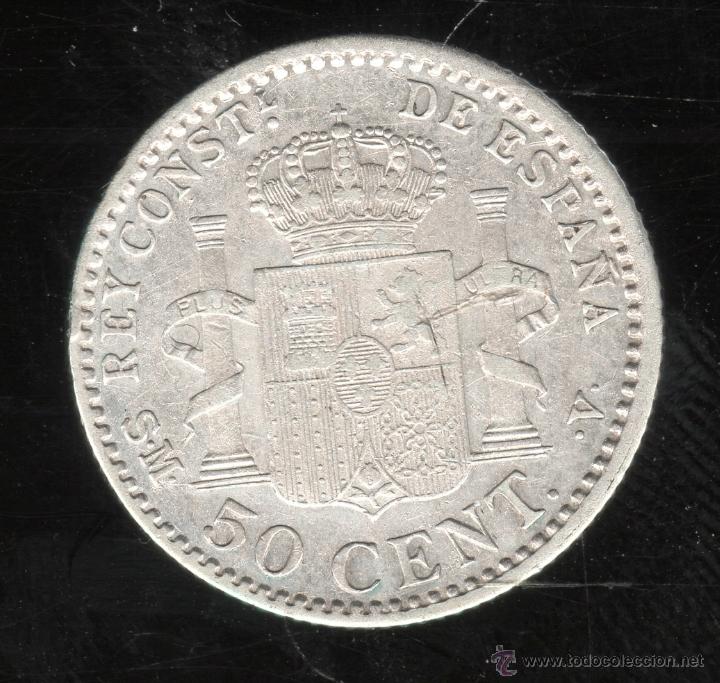 Monedas de Espa&ntilde;a: MONEDA DE 50 CENTIMOS. ALFONSO XIII. 1900. S.M.V - Foto 2