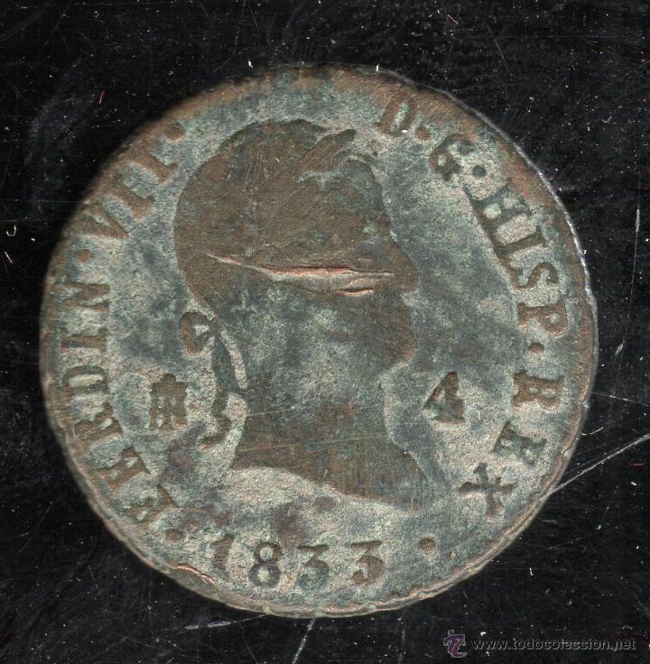 Monedas de Espa&ntilde;a: FERNANDO VII. 4 MARAVEDIS. 1833. SEGOVIA - Foto 1