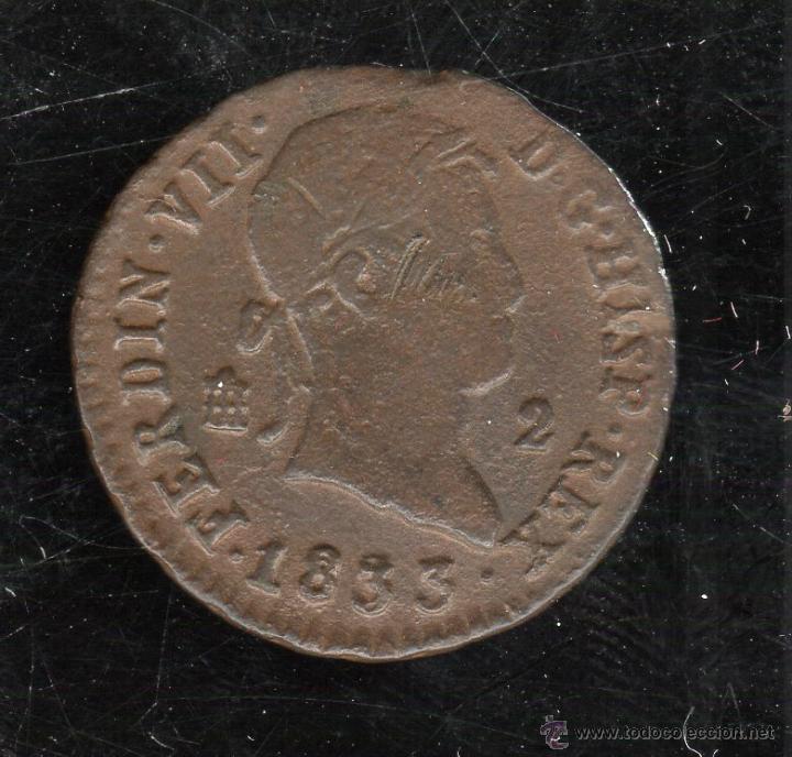 Monedas de Espa&ntilde;a: FERNANDO VII. 2 MARAVEDIS. 1833. SEGOVIA - Foto 1