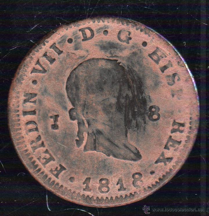 Monedas de Espa&ntilde;a: FERNANDO VII. 8 MARAVEDIS. 1818. JUBIA - Foto 1