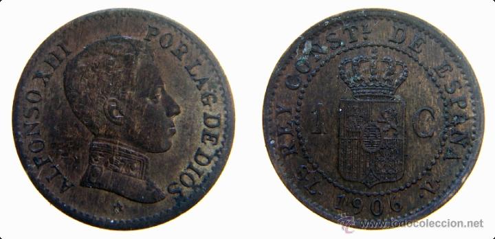 Monedas de Espa&ntilde;a: Moneda de 1 c&eacute;ntimo de Alfonso XIII 1906 - Foto 1