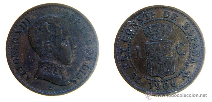 Monedas de Espa&ntilde;a: Moneda de 1 c&eacute;ntimo de Alfonso XIII 1906 - Foto 1