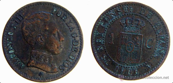 Monedas de Espa&ntilde;a: Moneda de 1 c&eacute;ntimo de Alfonso XIII - Foto 1