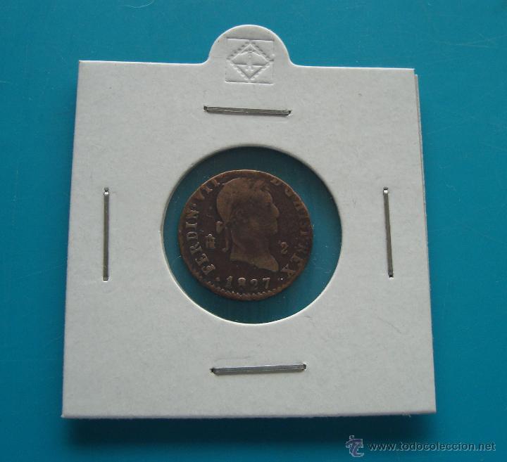 Monedas de Espa&ntilde;a: MONEDA DE COBRE 2 MARAVEDIS A&Ntilde;O 1827 CECA SEGOVIA - Foto 1