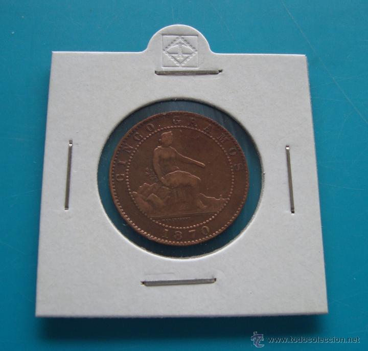 Monedas de Espa&ntilde;a: MONEDA DE COBRE 5 CENTIMOS A&Ntilde;O 1870 GOBIERNO PROVISIONAL - Foto 1