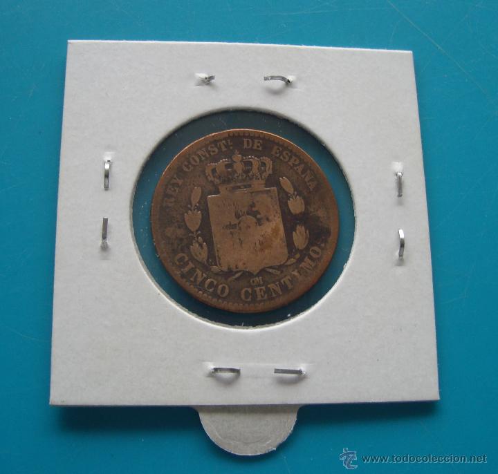 Monedas de Espa&ntilde;a: MONEDA DE COBRE 5 CENTIMOS A&Ntilde;O 1879 ALFONSO XII - Foto 2