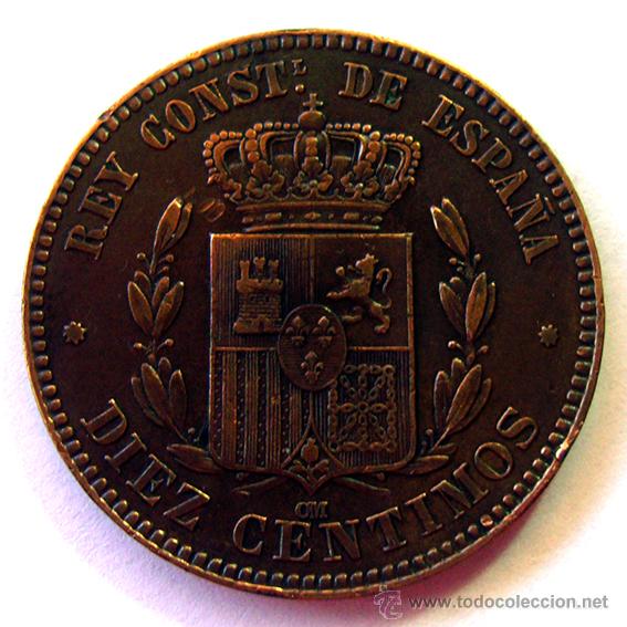 Monedas de Espa&ntilde;a: ALFONSO XII . 10 CENTIMOS 1877 ...  MBC ++ - Foto 2
