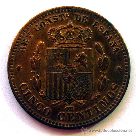 Monedas de Espa&ntilde;a: ALFONSO XII . 5 CENTIMOS 1877 ...   EBC - - Foto 2