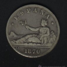 Monedas de España: T-0059- DOS PESETAS DE 1870 (PLATA) *75.