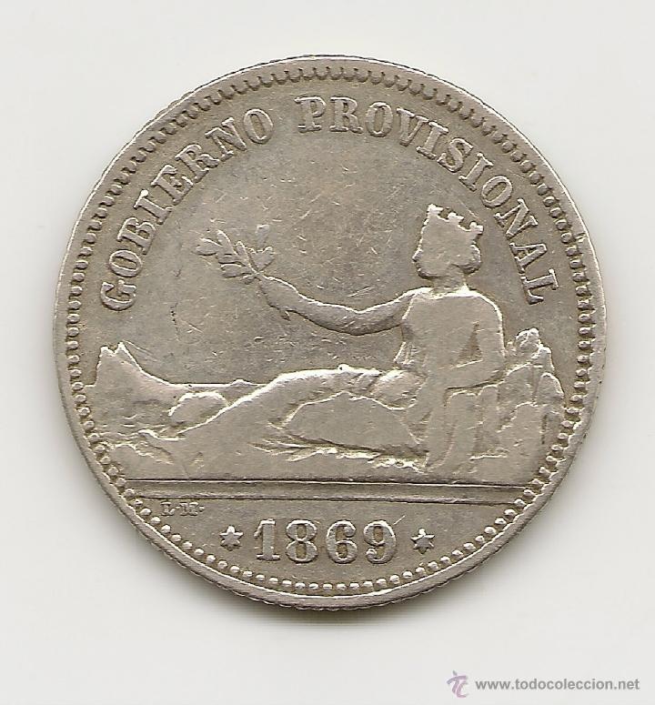 Moedas de Espanha: GOBIERNO PROVISIONAL 1 PESETA PLATA 1869 NL202