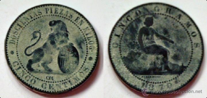 Monedas de Espa&ntilde;a: Moneda de 5 centimos del Gobierno provisional 1870 - Foto 1