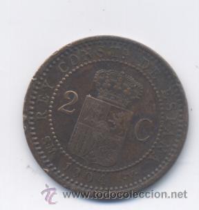 Monedas de Espa&ntilde;a: ALFONSO XIII- 2 CENTIMOS-1904*04 - Foto 2