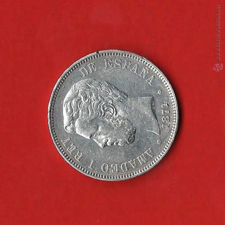 Moedas de Espanha: 5 PESETAS PLATA AMADEO I ESPA&Ntilde;O1871 *71 EBC