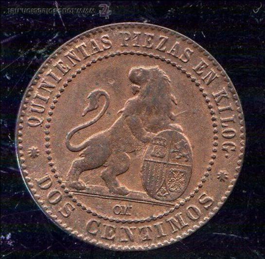 Monedas de Espa&ntilde;a: GOBIERNO PROVISIONAL. 2 CENTIMOS. 1870. OM S/C. - Foto 2
