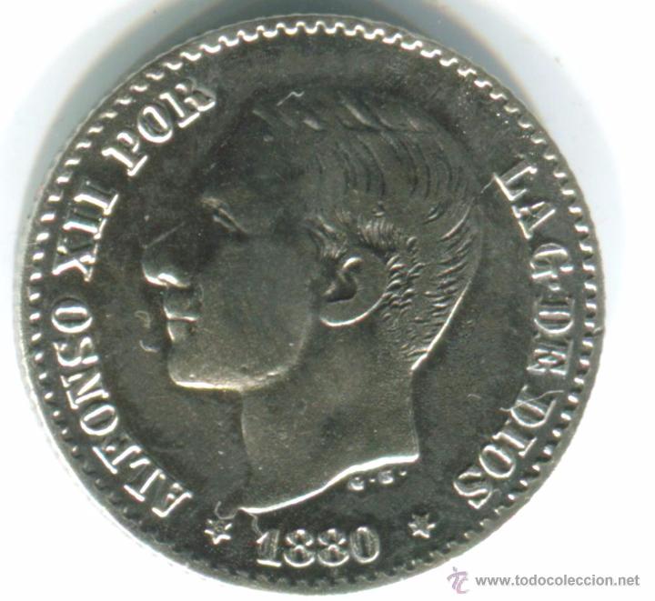 Monedas de Espa&ntilde;a: 50 c&eacute;ntimos 1880. Alfonso XII. Plata - Foto 1