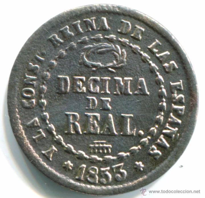 Monedas de Espa&ntilde;a: Isabel II. 1 d&eacute;cima de real 1853. - Foto 1
