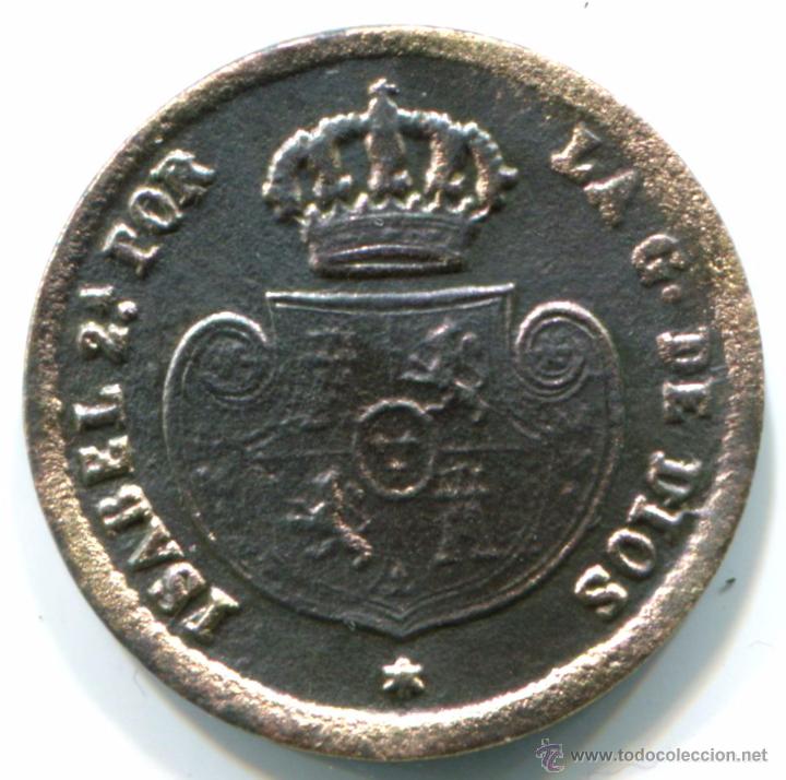 Monedas de Espa&ntilde;a: Isabel II. 1 d&eacute;cima de real 1853. - Foto 2