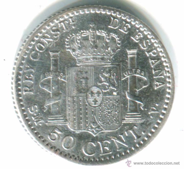 Monedas de Espa&ntilde;a: 50 c&eacute;ntimos 1900. Alfonso XIII. Plata - Foto 1