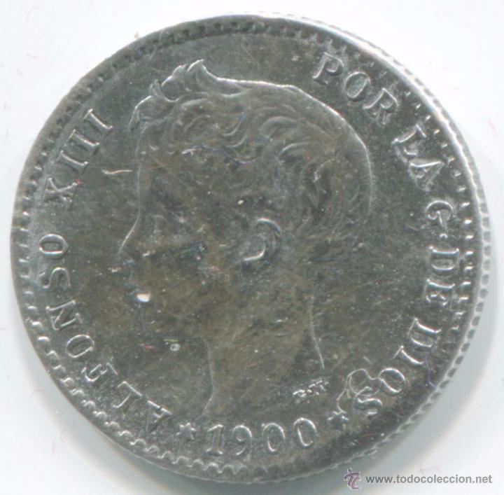 Monedas de Espa&ntilde;a: 50 c&eacute;ntimos 1900. Alfonso XIII. Plata - Foto 2