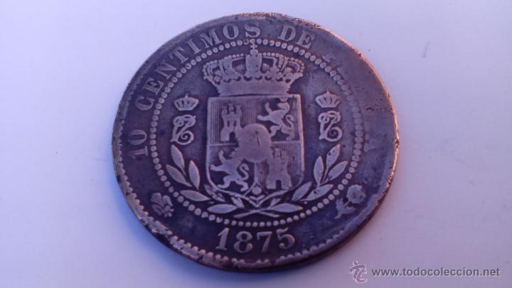 Monedas de Espa&ntilde;a: CARLOS VII, 10 C&Eacute;NTIMOS DE 1875 - Foto 2