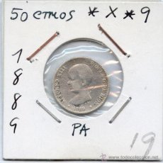 Monedas de España: 50 CENTIMOS ....MUY ESCASOS.... DE PLATA ALFONSO XIII AÑO 1889. Lote 49221589
