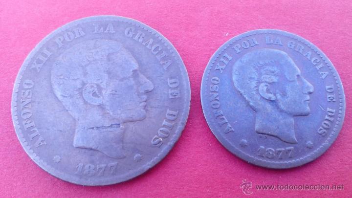 Monedas de Espa&ntilde;a: ALFONSO XII 1877. 5 Y 10 C&Eacute;NTIMOS - Foto 1