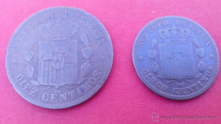 Monedas de Espa&ntilde;a: ALFONSO XII 1877. 5 Y 10 C&Eacute;NTIMOS - Foto 2