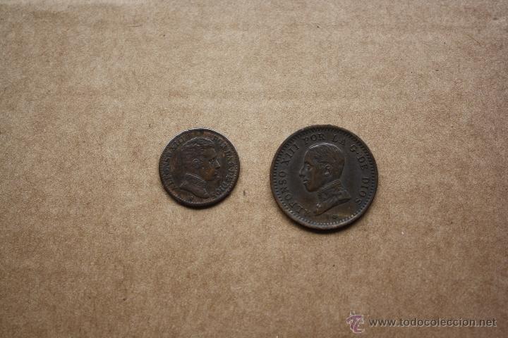 Monedas de Espa&ntilde;a: ALFONSO XIII, 1 y 2 centimos de 1906 y 1911. - Foto 2