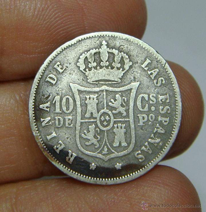 Monedas de Espa&ntilde;a: 10 C&eacute;ntimos de Peso. Plata. Manila - 1868 - Foto 2