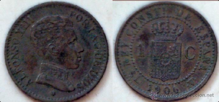 Monedas de Espa&ntilde;a: Moneda de 1 CENTIMO ALFONSO XIII 1906 - Foto 1