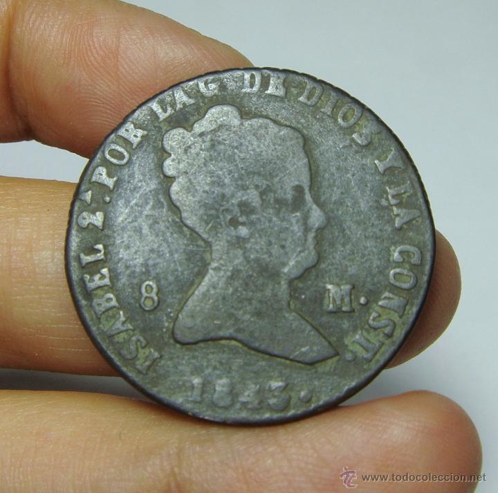 Monedas de Espa&ntilde;a: 8 Maravedis. Isabel II. Segovia - 1843 - Foto 1